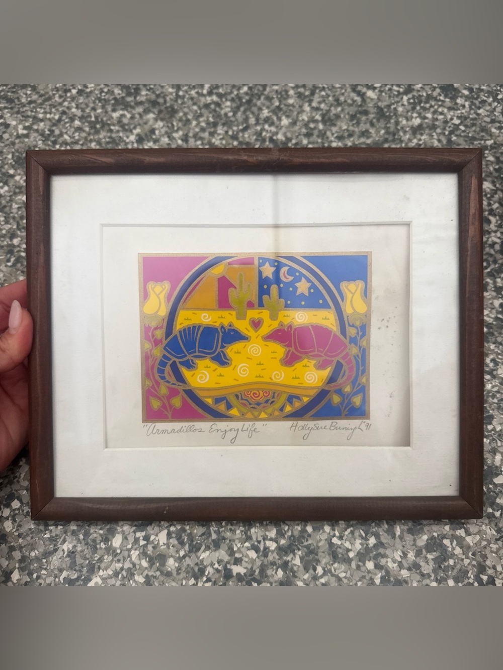 ARMADILLOS ENJOY LIFE Serigraph by Holly Buningh '91